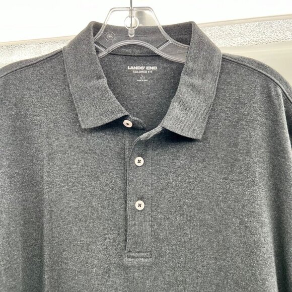 Lands' End Men's Charcoal Polo Shirt Short Sleeve Size Large - Picture 5 of 9